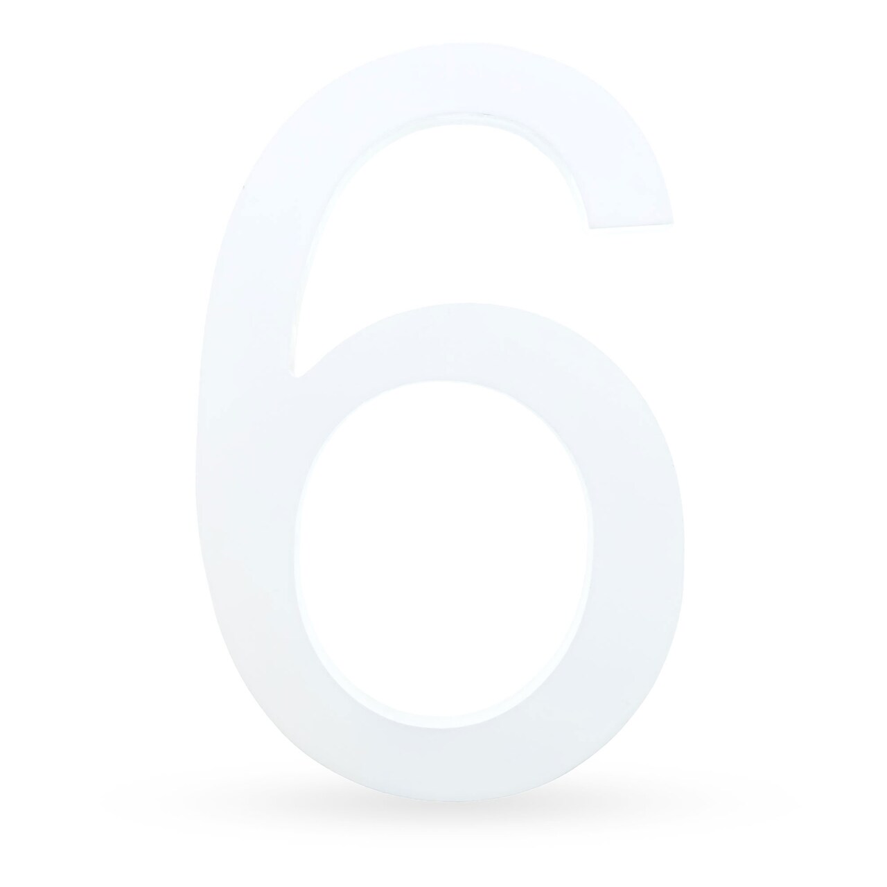 Arial Font White Painted MDF Wood Number 6 (Six) 6 Inches